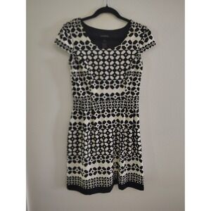 Enfocus Studio Womens Black White Geometric Print Sheath Dress Size 6 41525